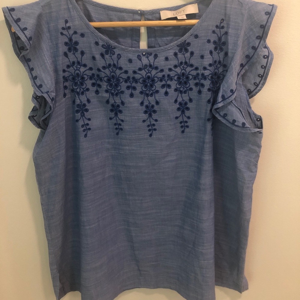 Loft Chambray Embroidered top